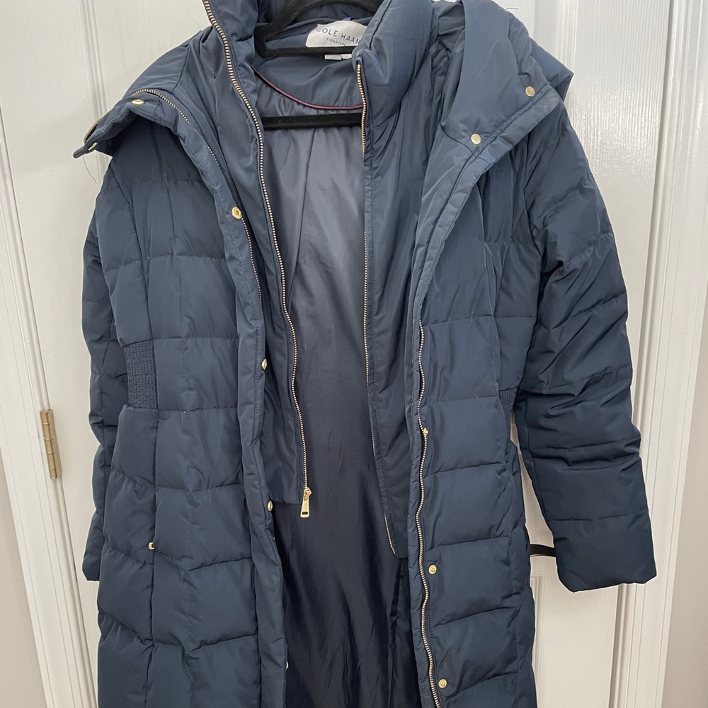 Cole Haan Navy Puffer Down 2 layer Winter Coat